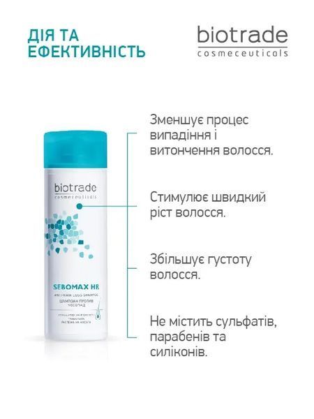 ШАМПУНЬ ПРОТИ ВИПАДІННЯ ВОЛОССЯ SEBOMAX HR , 200 МЛ biotr_840623 фото